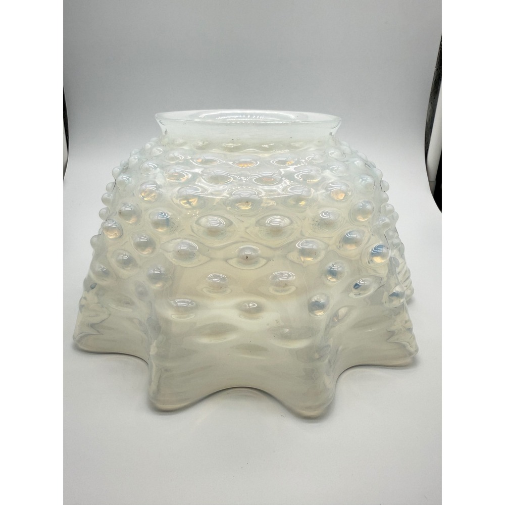 Vintage Opalescent Hobnail Glass Lamp Shade Ruffled Rim 4 Inch Fitter Globe